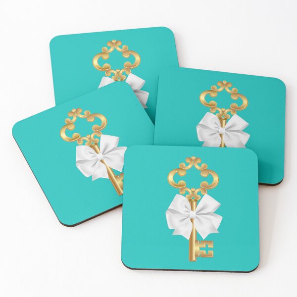 Item preview, Gold Key & White Bow - Robin's Egg Blue Turquoise designed and sold by gtgbrown.
