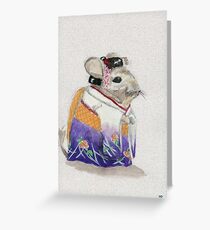 Geisha Chinchilla Grußkarte