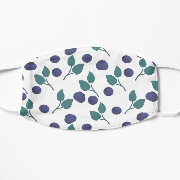 Blueberry and leaves pattern Flat Mask