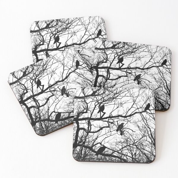 Item preview, Black Birds on Tree Branches at Winter in Black and White designed and sold by CarolinaReina.