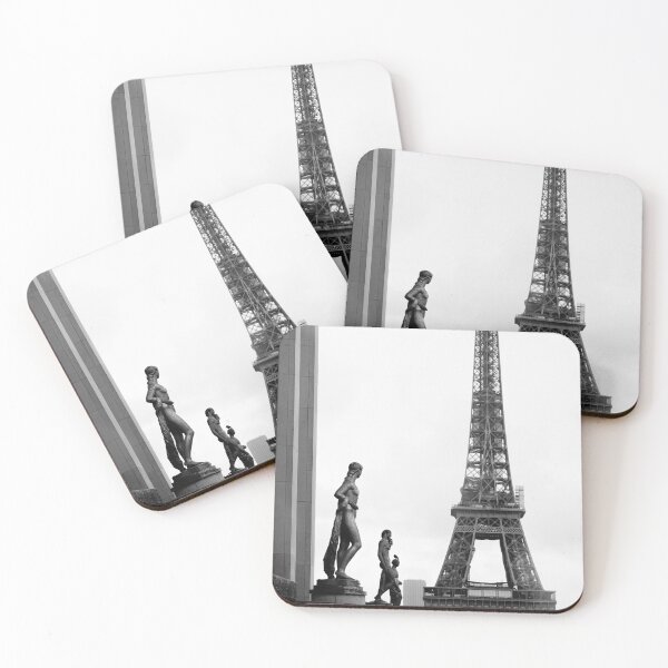 Item preview, Eiffel Tower and Sculptures View - Paris in Black and White designed and sold by CarolinaReina.