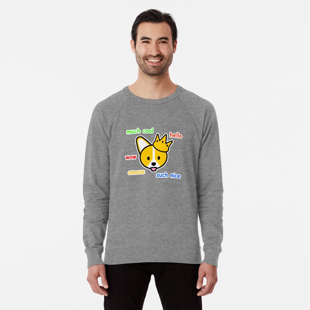 Comic Sans Corgi Shiba Inu Doge Meme Dog Lightweight Sweatshirt By Jayrauler Redbubble - roblox doge shirt