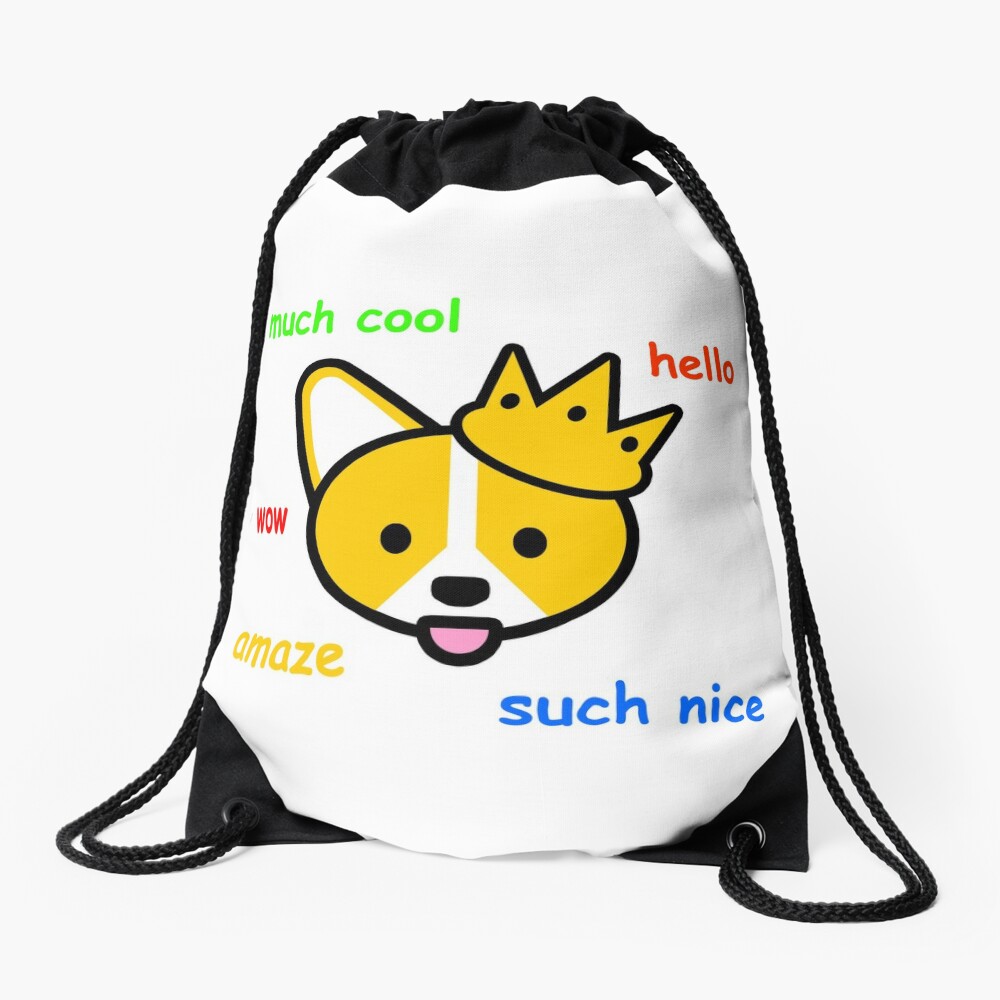 Comic Sans Corgi Shiba Inu Doge Meme Dog Drawstring Bag By Jayrauler Redbubble - doge bag roblox