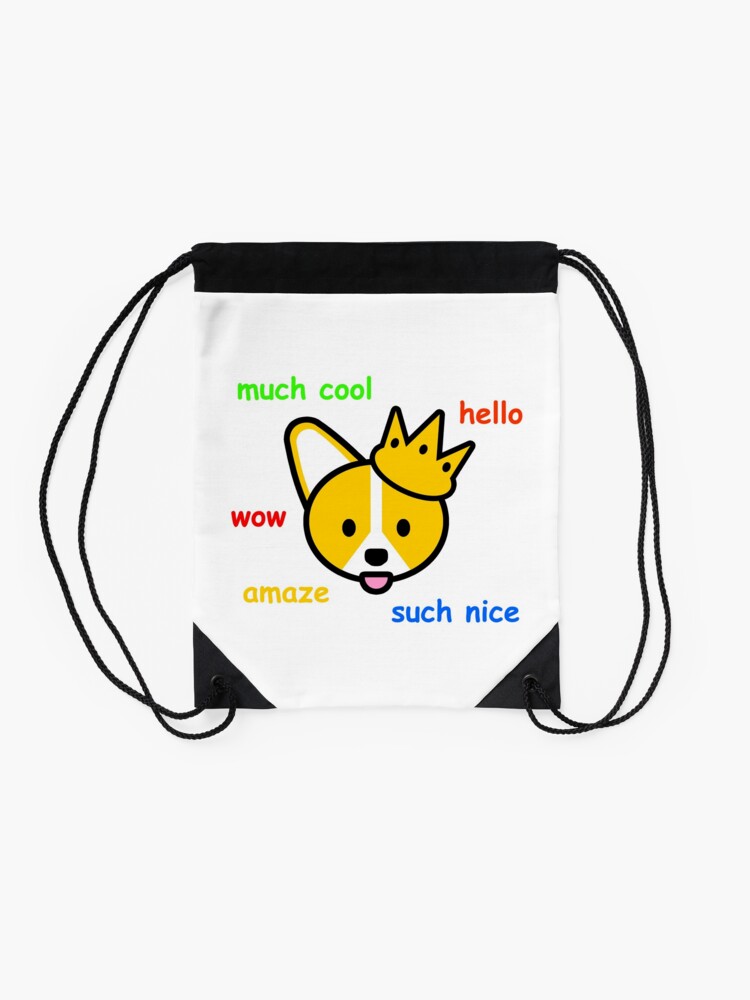 Comic Sans Corgi Shiba Inu Doge Meme Dog Drawstring Bag By Jayrauler Redbubble - doge cat in a bag roblox