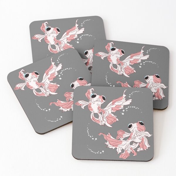 Item preview, cute playful goldfish pink blue black designed and sold by euise.