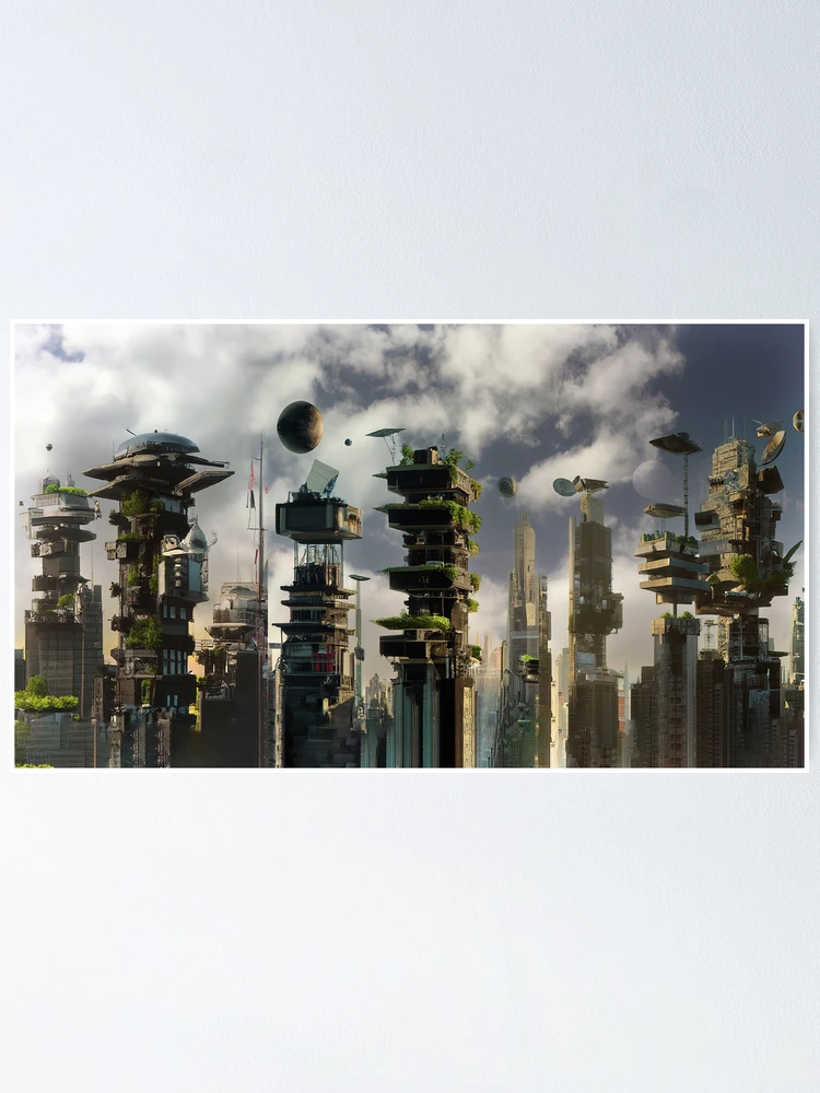 Solarpunk Sci-Fi Fantasy City  Sticker for Sale by softbluehum