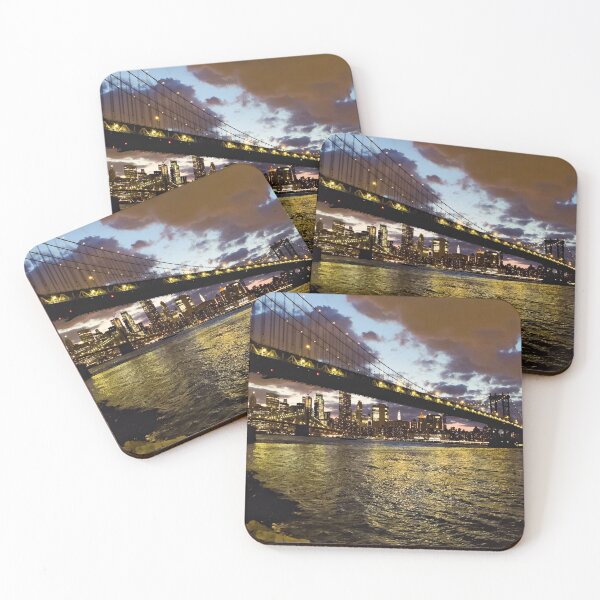 Item preview, Two Bridges Manhattan Bridge Skyline Night Dumbo Brooklyn New York City  designed and sold by eleonoraingrid.