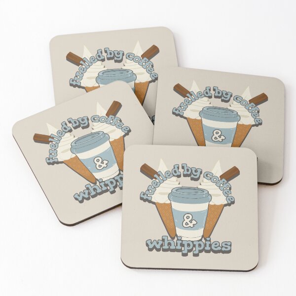 Artikelvorschau, Angetrieben durch Kaffee und Whippies-Eiscreme-Spaß-Slogan mit blauem Schatten entworfen und verkauft von TrulyEpoque.