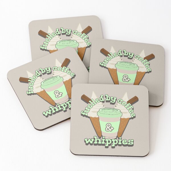 Item preview, Fuelled By Coffee And Whippies Ice Cream Fun Green Shadow Slogan designed and sold by TrulyEpoque.