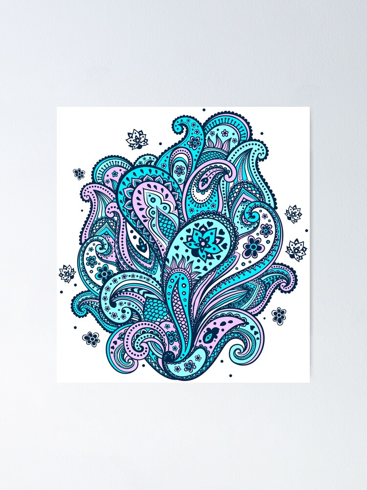 cool tone zentangle Paisley Pattern