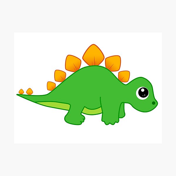 Lámina fotográfica «Precioso dinosaurio bebé verde brillante Kawaii» de  CreativeCranium | Redbubble