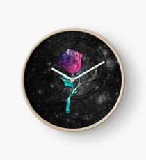 Stained Glass Rose Galaxy Clock