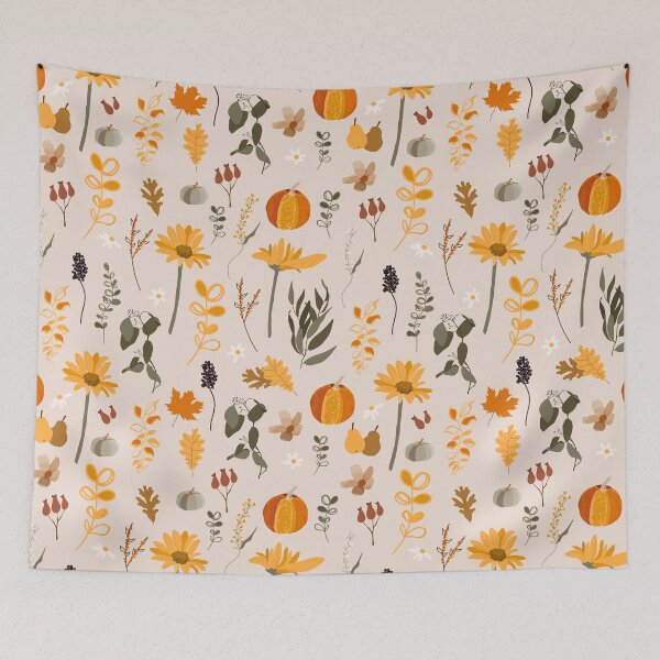Item preview, Fall Autumn Floral Pumpkin Pattern designed and sold by PrettytoaTee.