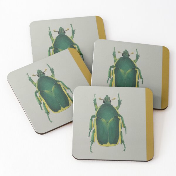 Item preview, Green June beetle art  designed and sold by Indi's Art.