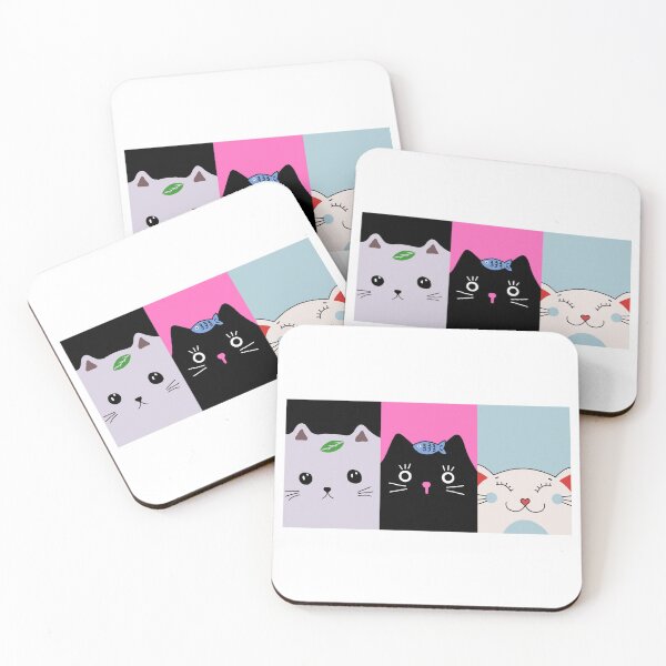 Item preview, Three Little Kittens Kawaii Pink Black designed and sold by CreativeCranium.