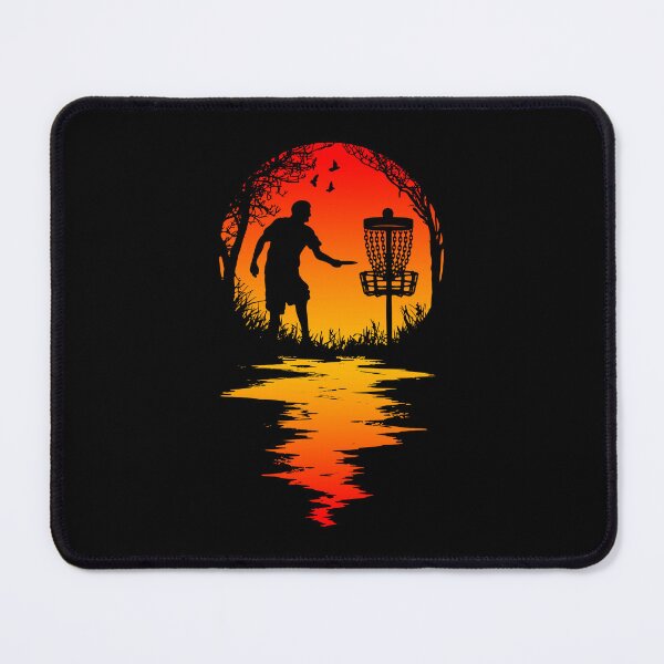 Artikelvorschau, Lustige Disc-Golf-Spieler-Retro-Sonnenuntergang-Silhouette-Grafik entworfen und verkauft von GrandeDuc.