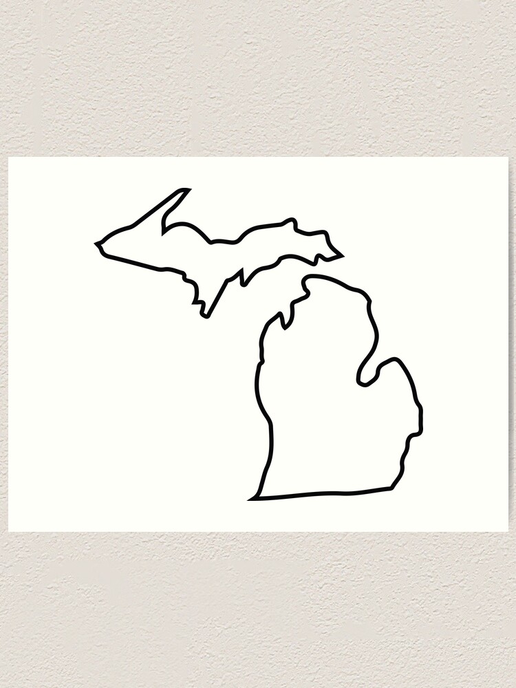 Michigan state outline michigan-state-outline-art-print-for-sale-by-pepaanarb-redbubble