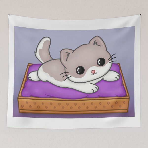 Item preview, Kawaii Kitten In Luxurious Cat Bed designed and sold by CreativeCranium.