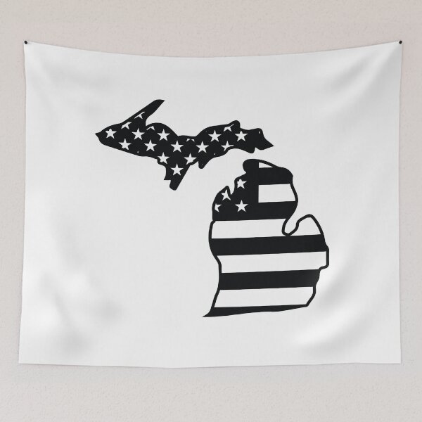 Item preview, Michigan state with US flag pattern designed and sold by PepaAnaRB.