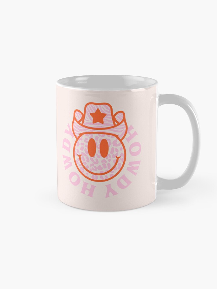 Large Pink and Red Vsco Smiley Face Pattern - Preppy Aesthetic Coffee Mug