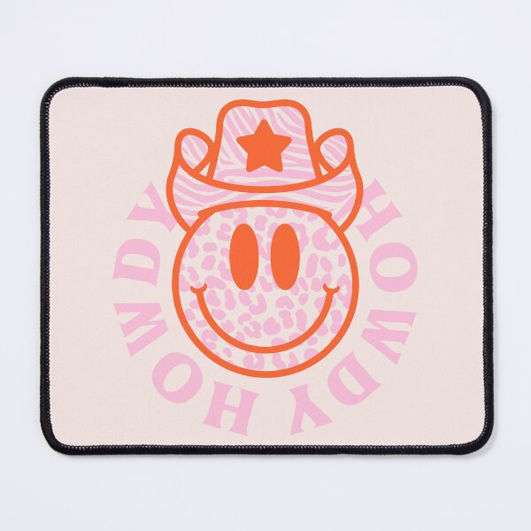 Item preview, HOWDY YALL | Preppy Aesthetic Smiley Face with Leopard Texture Zebra Cowboy Hat | Pastel Pink Red Orange White Background designed and sold by PEARROT.