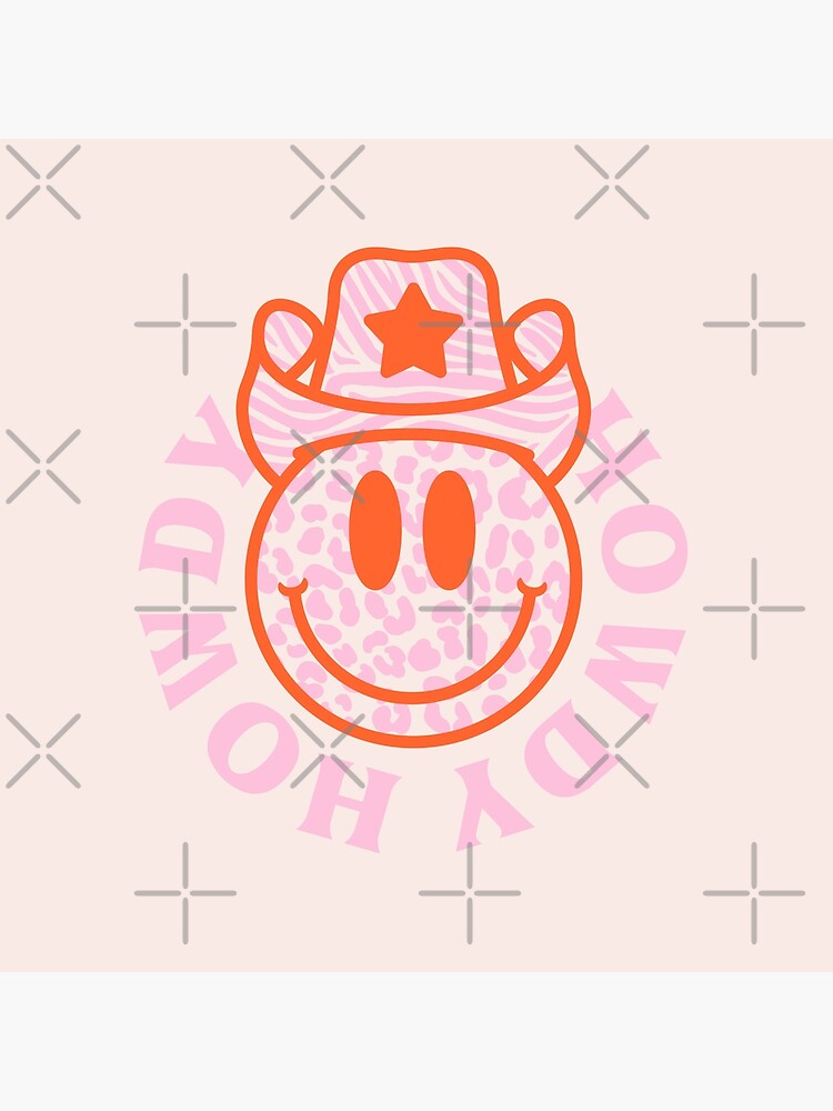 HOWDY YALL | Preppy Aesthetic Smiley Face with Leopard Texture Zebra Cowboy  Hat | Pastel Pink Red Orange White Background Tote Bag for Sale by PEARROT  | Redbubble