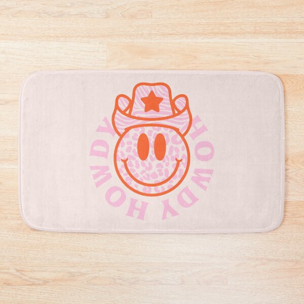 Item preview, HOWDY YALL | Preppy Aesthetic Smiley Face with Leopard Texture Zebra Cowboy Hat | Pastel Pink Red Orange White Background designed and sold by PEARROT.