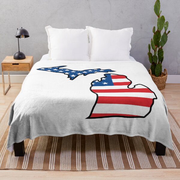 Item preview, Michigan state with US flag pattern designed and sold by PepaAnaRB.