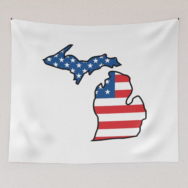 Item preview, Michigan state with US flag pattern designed and sold by PepaAnaRB.