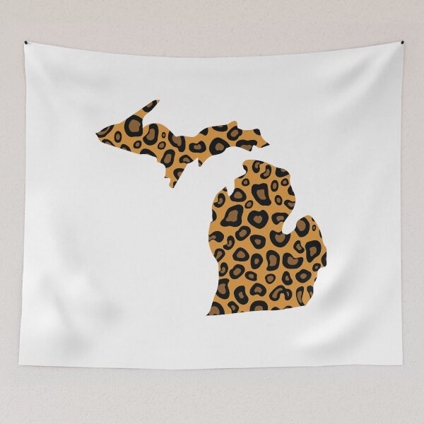 Item preview, Michigan state shape with leopard pattern designed and sold by PepaAnaRB.