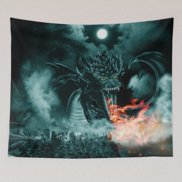 Item preview, Celtic Castle Dragon Flame in the Cyan Moonlight designed and sold by Kim Andrews.