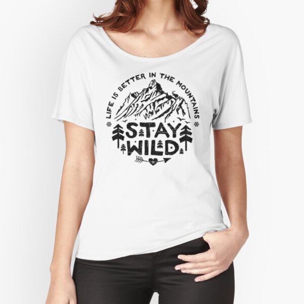Stay Wild black Relaxed Fit T-Shirt