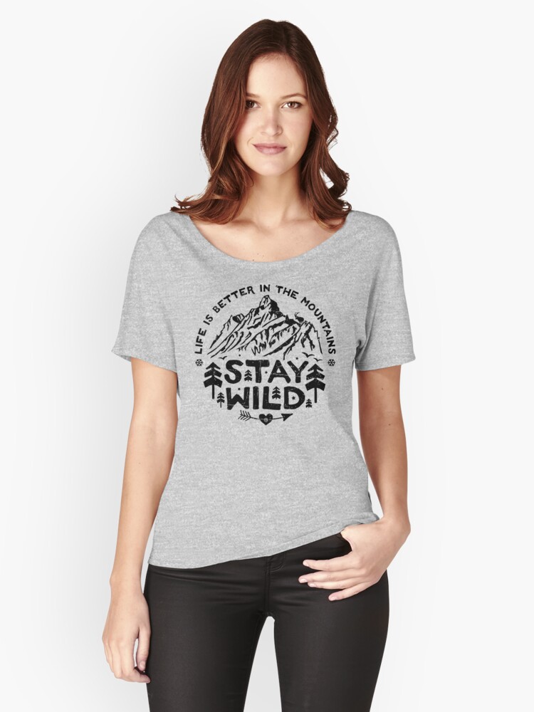 Thumbnail 1 of 3, Relaxed Fit T-Shirt, Stay Wild black designed and sold by posay.