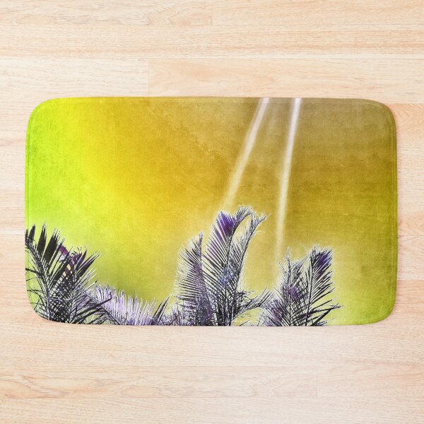 Item preview, Tropical Vibes Palm Fronds Silhouette and Grungy Dark Yellow Background designed and sold by Beachy.