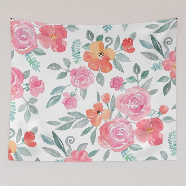 Item preview, Amelia Floral in Pink and Peach Watercolor designed and sold by micklyn.