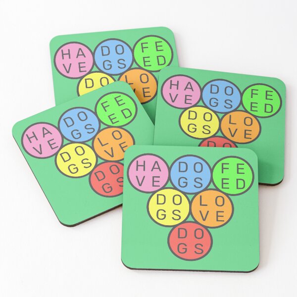 Item preview, Have dogs, feed dogs, love dogs - Upside down circles Pyramid - Pastel colors rainbow - Dark text - Violet to red designed and sold by RainbowWordLand.