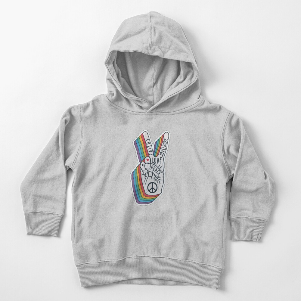 Orange and Teal VSCO Peace Hands Toddler Pullover Hoodie