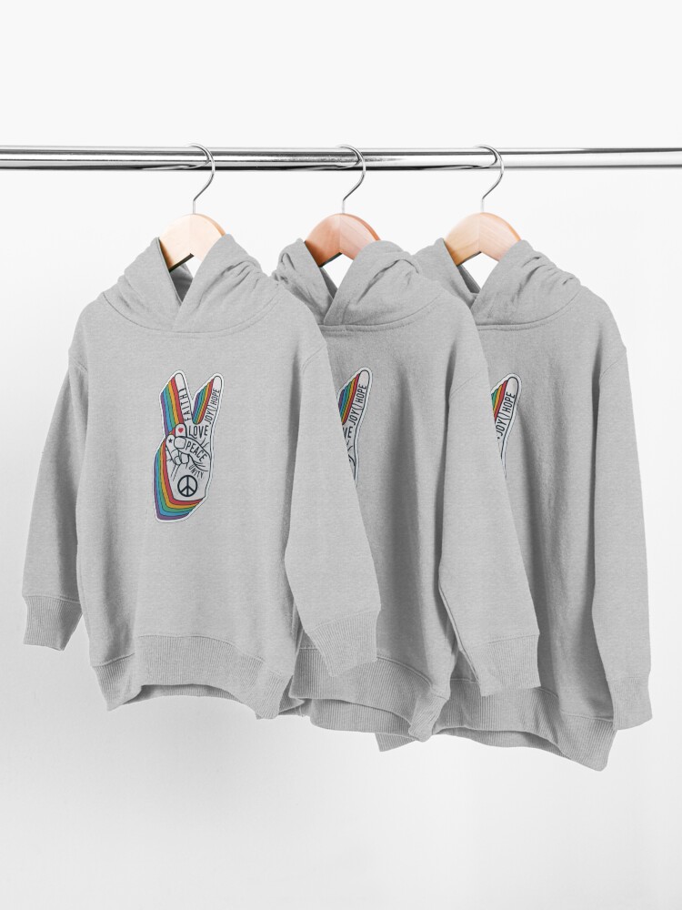 Alternate view of Orange and Teal VSCO Peace Hands Toddler Pullover Hoodie