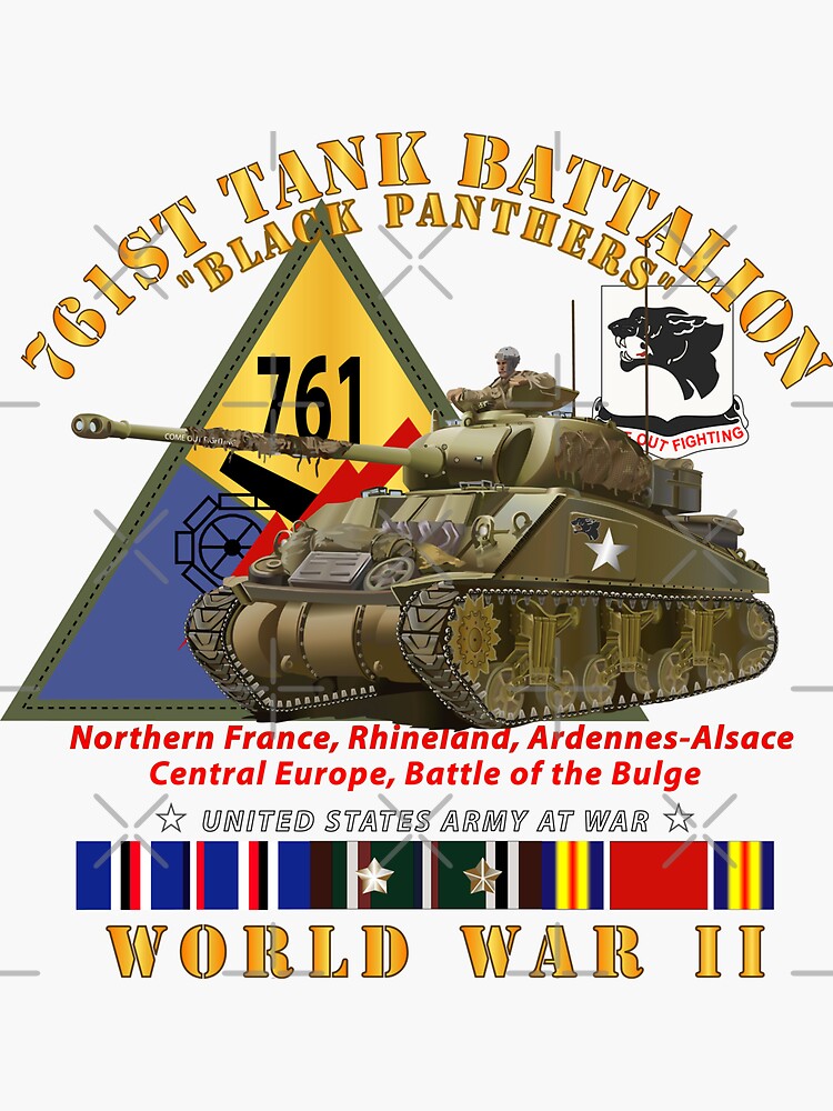 "Army 761st Tank Battalion Black Panthers w Tank w SSI WWII EU
