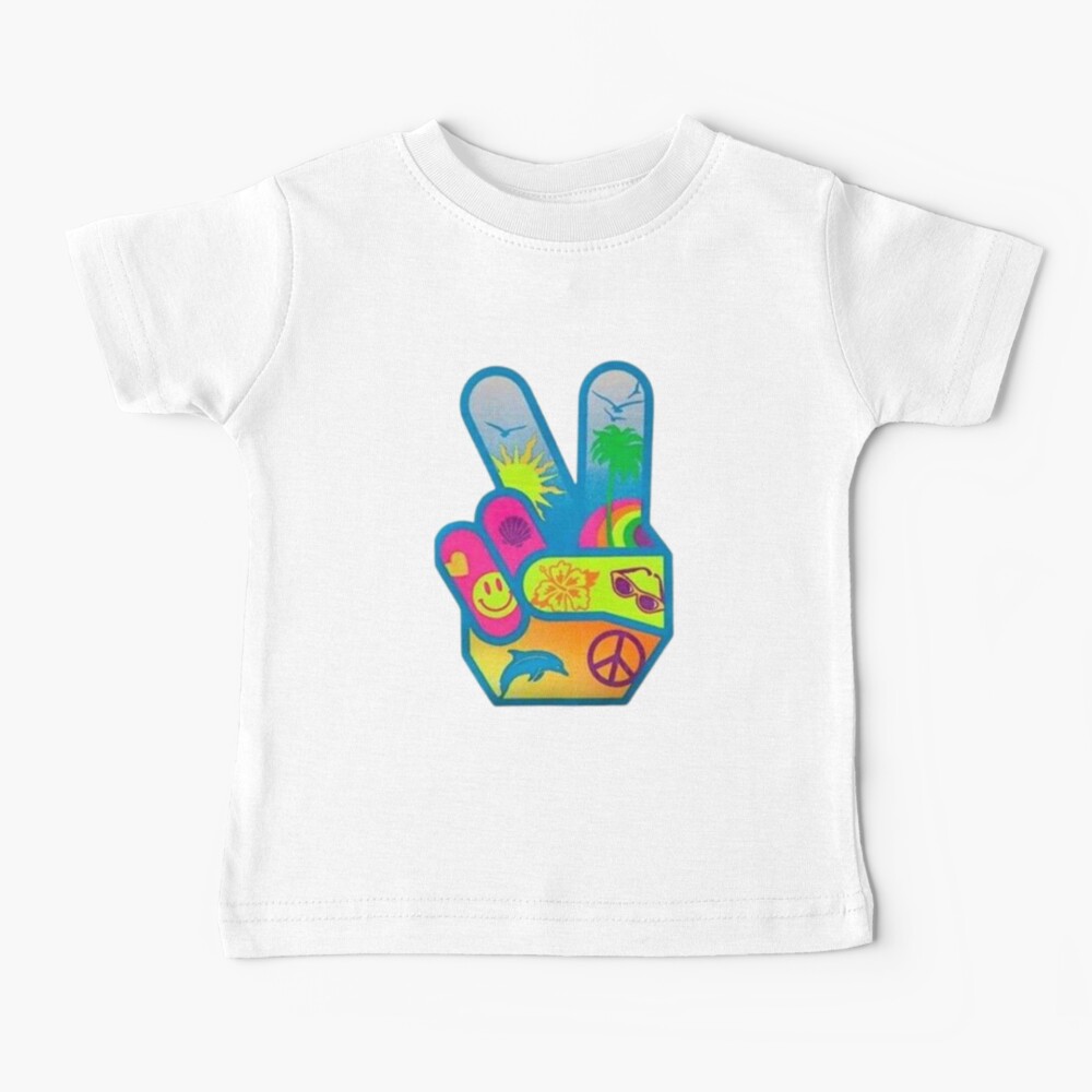 Orange and Teal VSCO Peace Hands Baby T-Shirt