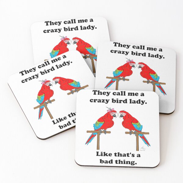 Item preview, Crazy Bird Lady with Green Wing Macaws designed and sold by Laughing Parrot Studio.