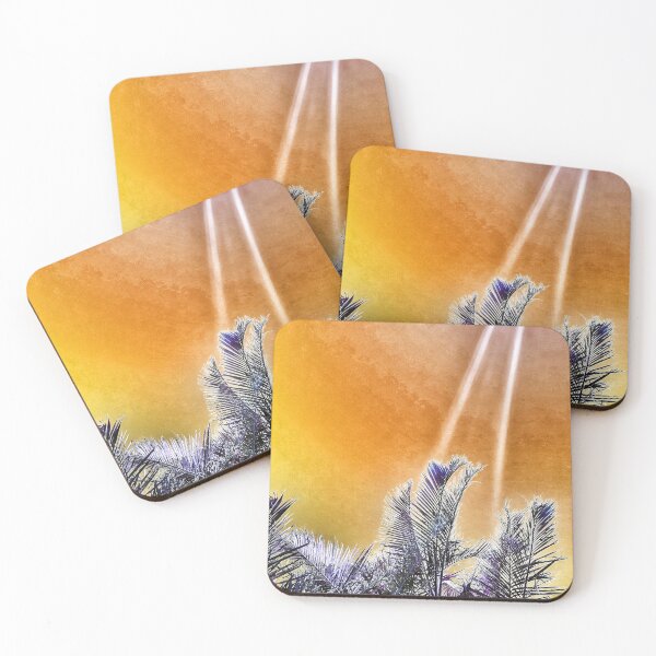 Item preview, Tropical Vibes Palm Fronds Silhouette and Grungy Amber Yellow Background designed and sold by Beachy.