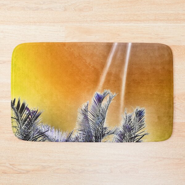 Item preview, Tropical Vibes Palm Fronds Silhouette and Grungy Amber Yellow Background designed and sold by Beachy.