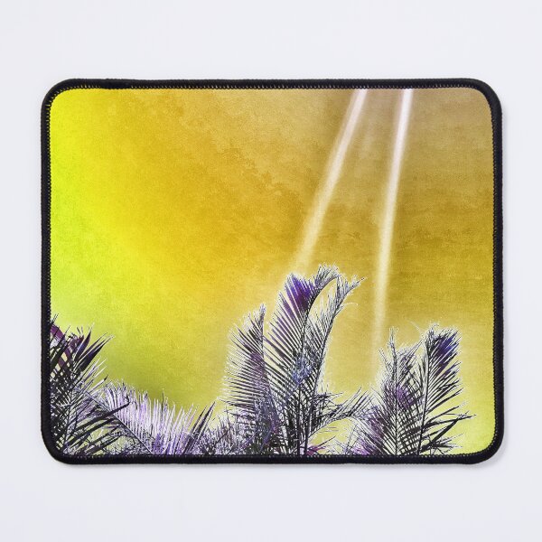 Item preview, Tropical Vibes Palm Fronds Silhouette and Grungy Dark Yellow Background designed and sold by Beachy.