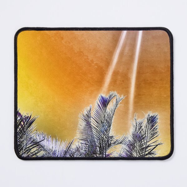 Item preview, Tropical Vibes Palm Fronds Silhouette and Grungy Amber Yellow Background designed and sold by Beachy.