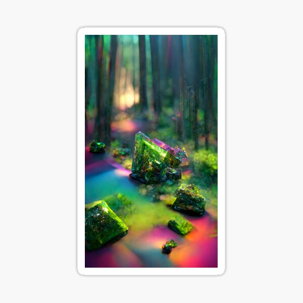 Gemstones and crystals. Emerald or tourmaline green crystals. Mineral crystals in nature. Sticker