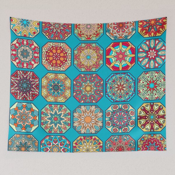 Item preview, Vintage patchwork with floral mandala elements designed and sold by Somberlain.