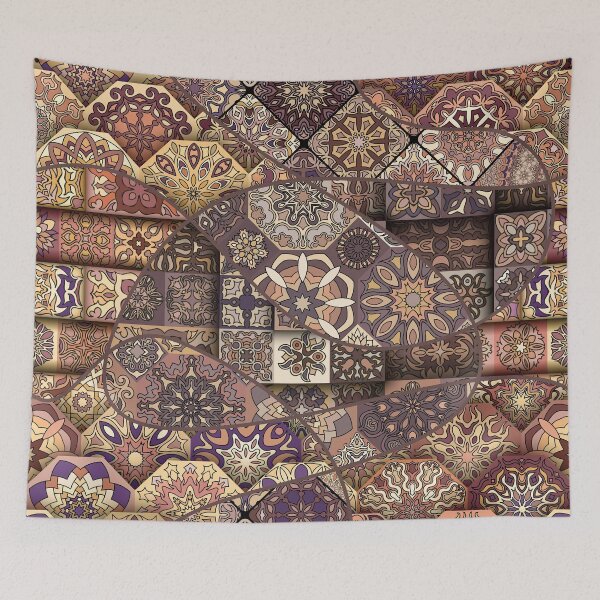 Item preview, Vintage patchwork with floral mandala elements designed and sold by Somberlain.
