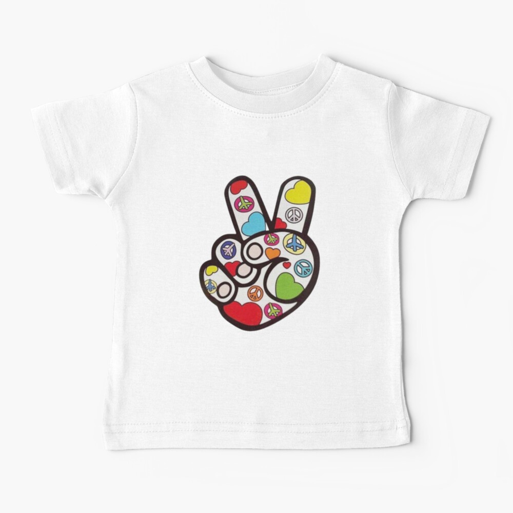 Orange and Teal VSCO Peace Hands Baby T-Shirt