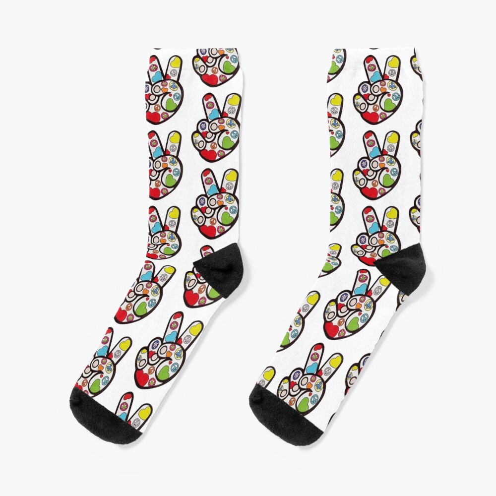 Orange and Teal VSCO Peace Hands Socks